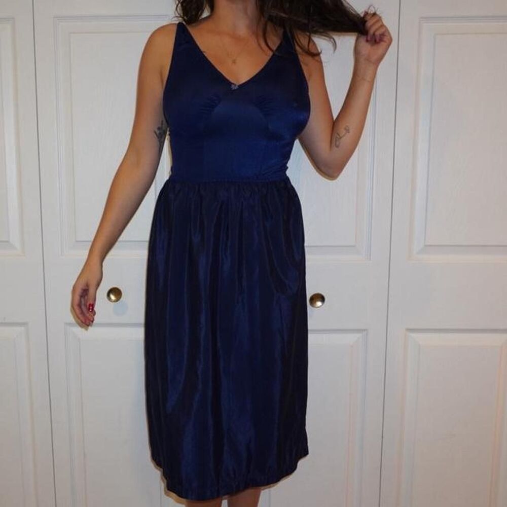 Olga Women's Blue and Navy Dress - Picture 3 of 8